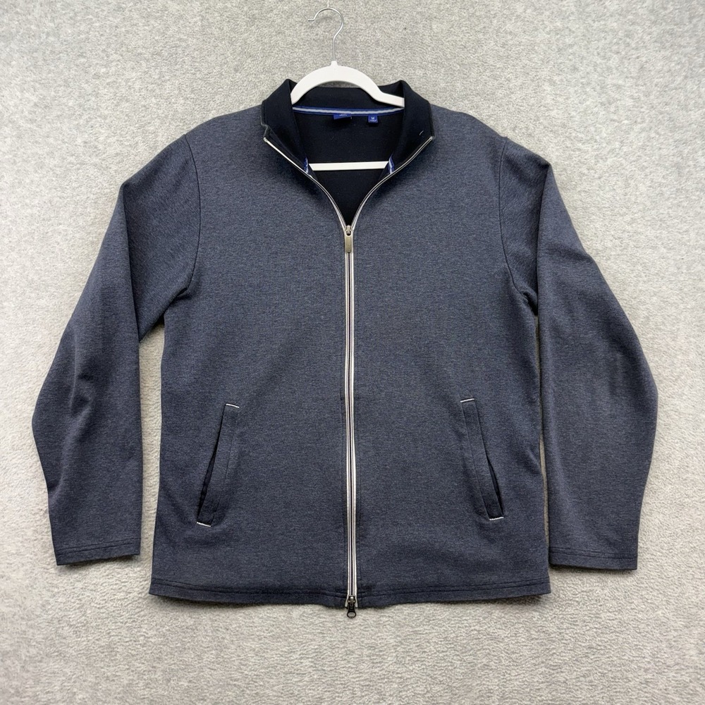 FootJoy 1857 Full‎ Zip Sweatshirt Gray Mens Size Medium Fleece Jacket Blue Golf